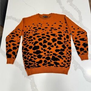 SHEIN Men's Orange and Black Crewneck Sweater